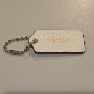 Coach Pebbled Leather Ivory Hangtag Bag Charm Keychain Replacement Gold Logo